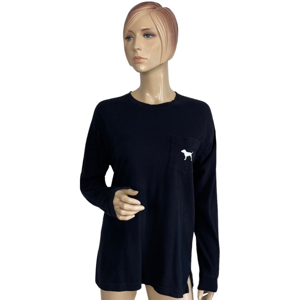 Pink Victoria’s Secret Women's Black Long Sleeve Top XS